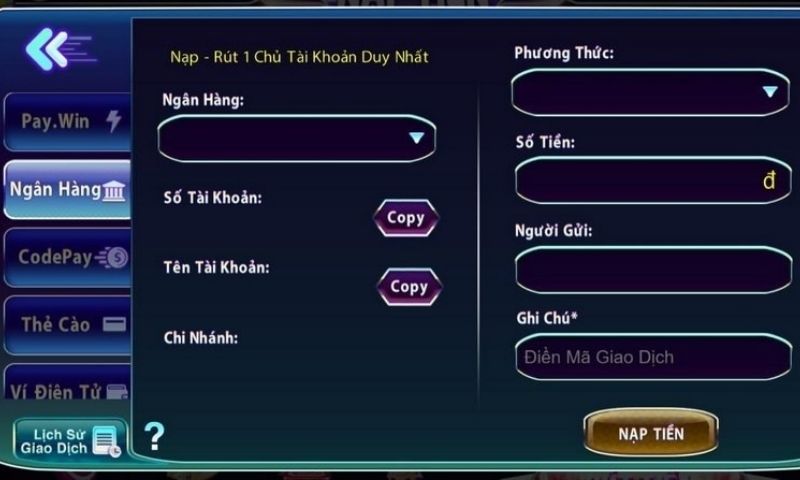 Giao dịch nạp và rút tiền nhanh chóng, tiện lợi tại win79